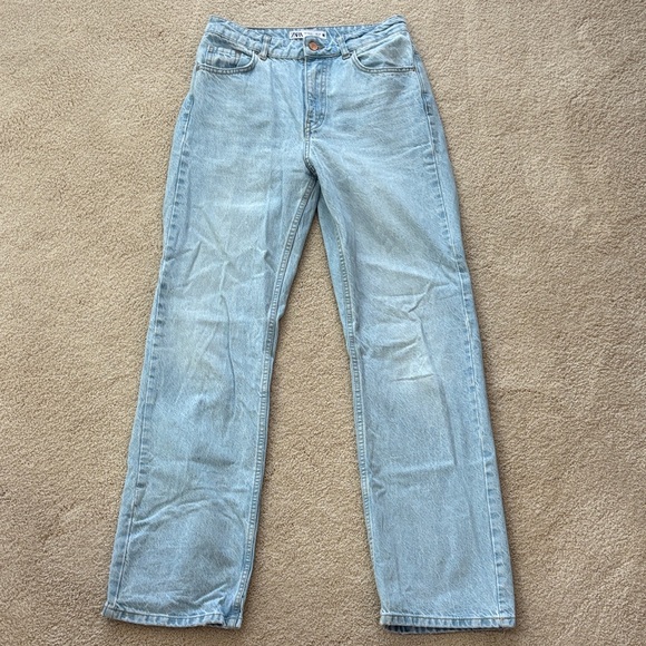 Zara Long Length Straight Leg Jeans Size 4 - Picture 2 of 7